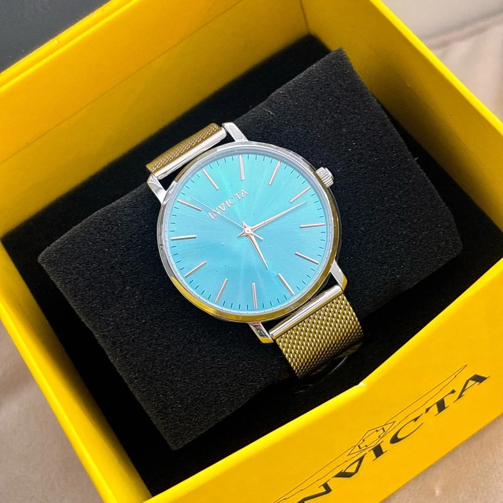 Invicta Ladies Silver Mesh Watch with Blue Dial